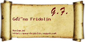 Güns Fridolin névjegykártya